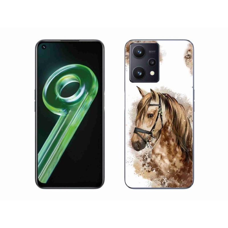 Gelový kryt mmCase na mobil Realme 9 5G - hnědý kreslený kůň