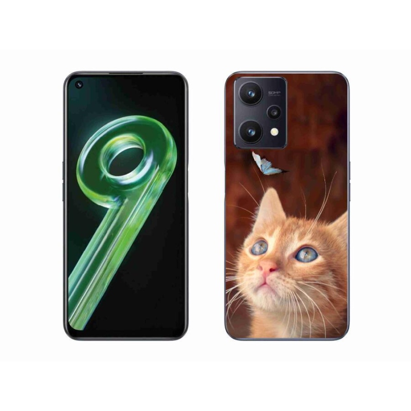 Gelový kryt mmCase na mobil Realme 9 5G - motýl a kotě