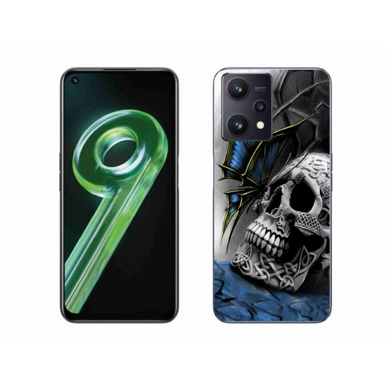 Gelový kryt mmCase na mobil Realme 9 5G - motýl a lebka