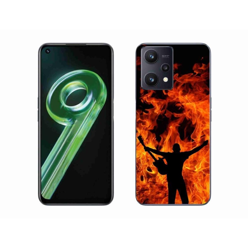 Gelový kryt mmCase na mobil Realme 9 5G - muzikant a oheň
