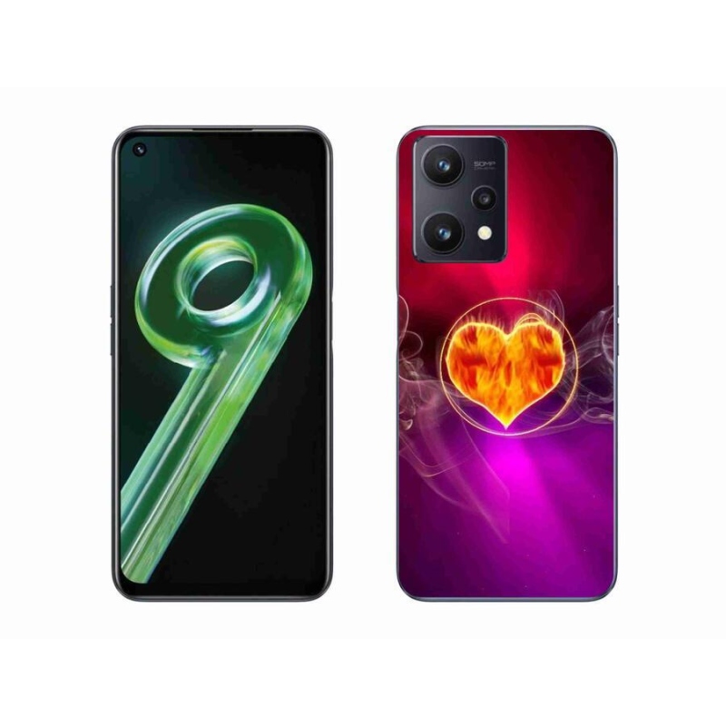 Gelový kryt mmCase na mobil Realme 9 5G - ohnivé srdce
