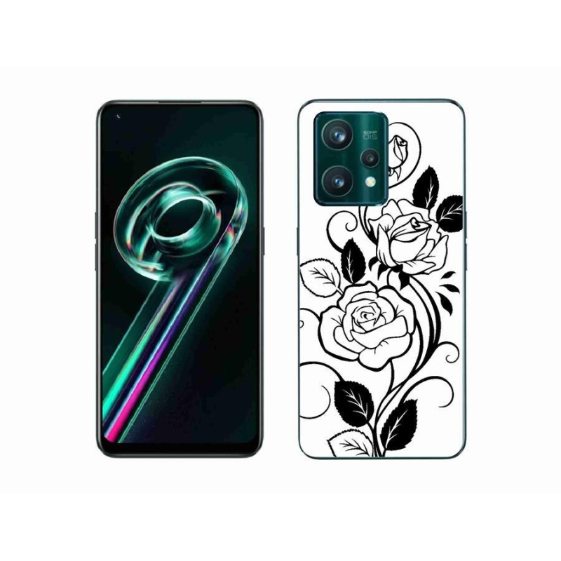 Gelový kryt mmCase na mobil Realme 9 Pro+ 5G - černobílá růže