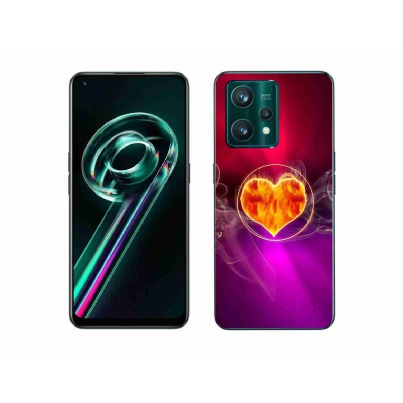Gelový kryt mmCase na mobil Realme 9 Pro+ 5G - ohnivé srdce