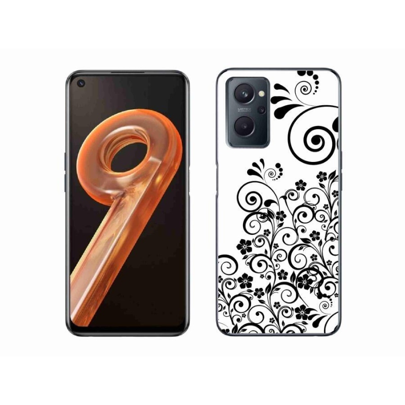 Gelový kryt mmCase na mobil Realme 9i - černobílé květinové vzory