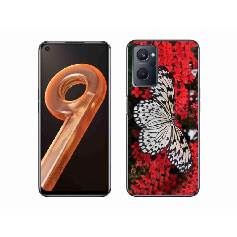 Gelový kryt mmCase na mobil Realme 9i - černobílý motýl 1