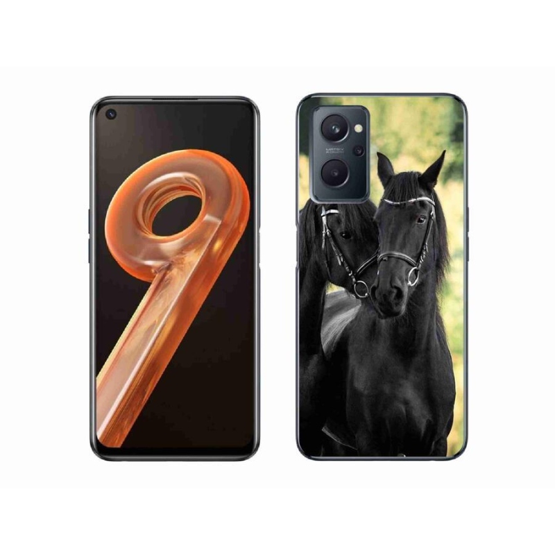 Gelový kryt mmCase na mobil Realme 9i - dva černí koně