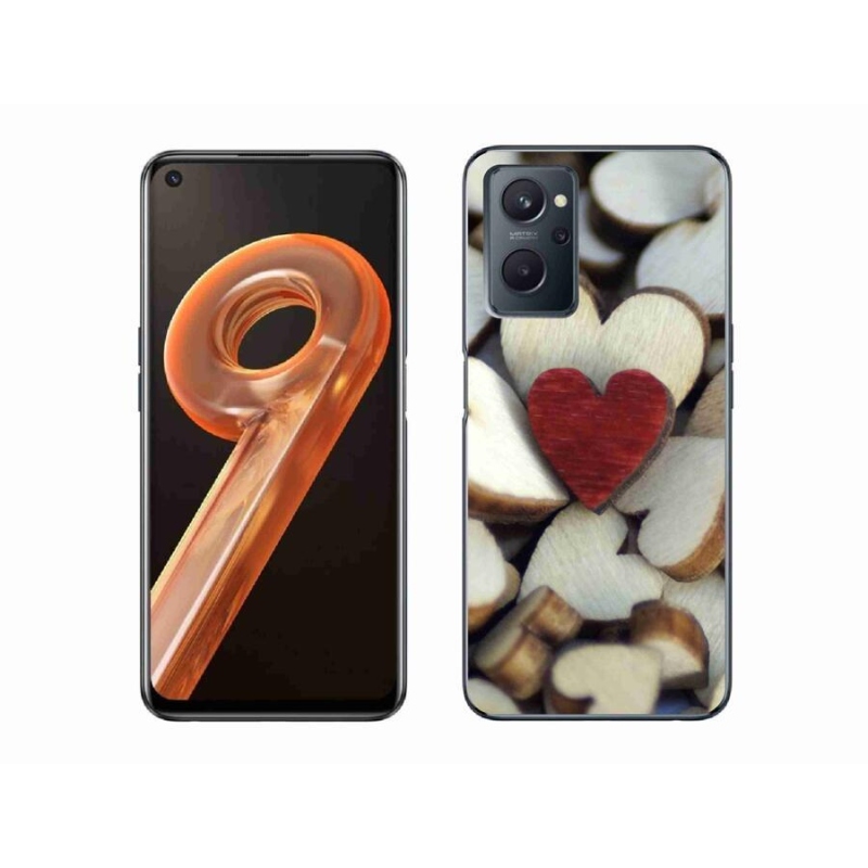 Gelový kryt mmCase na mobil Realme 9i - gravírované červené srdce