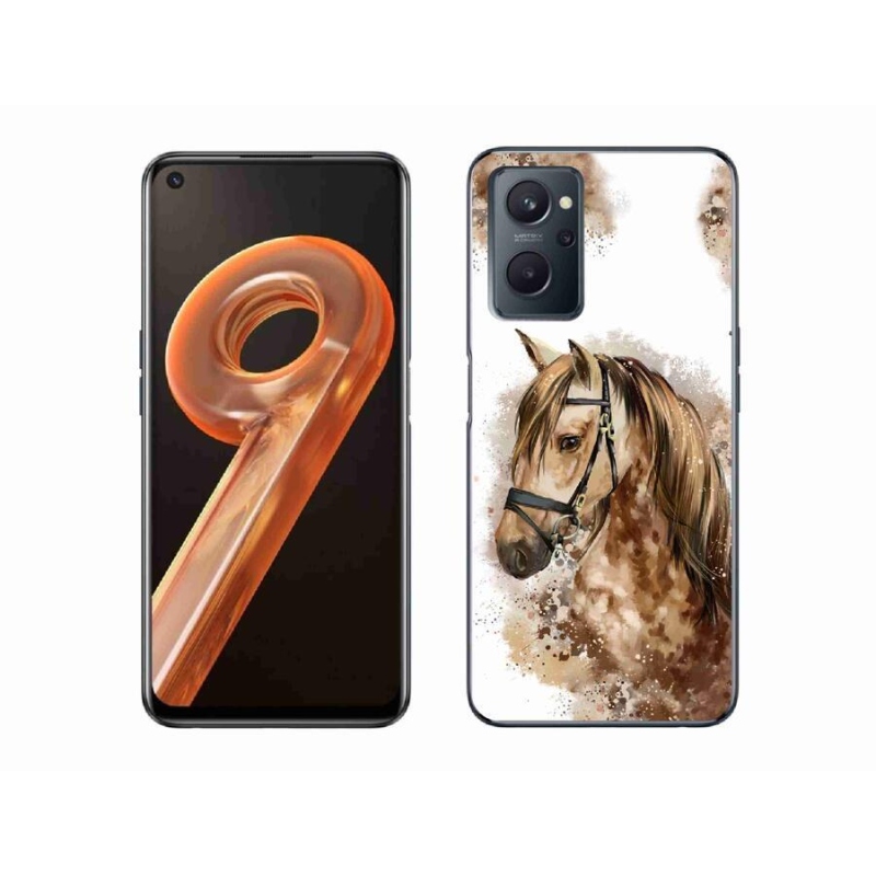 Gelový kryt mmCase na mobil Realme 9i - hnědý kreslený kůň