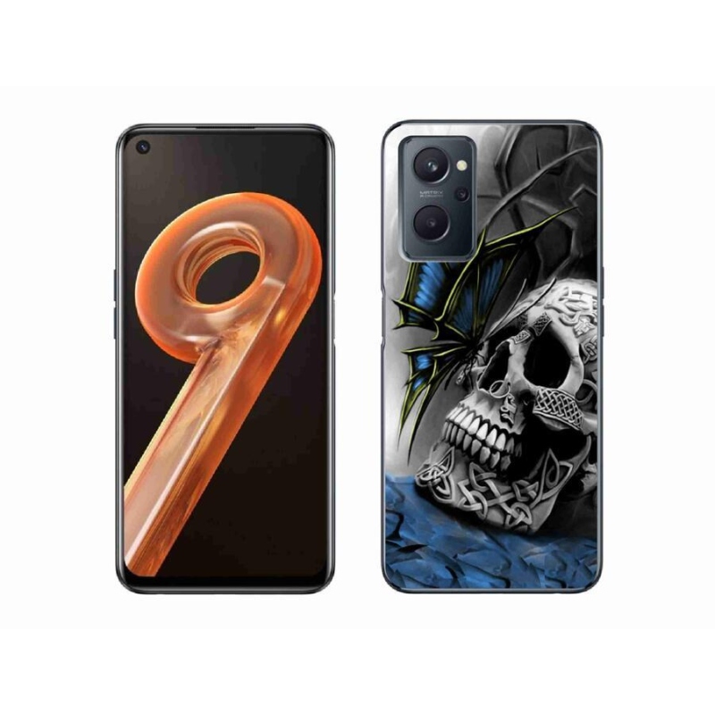 Gelový kryt mmCase na mobil Realme 9i - motýl a lebka