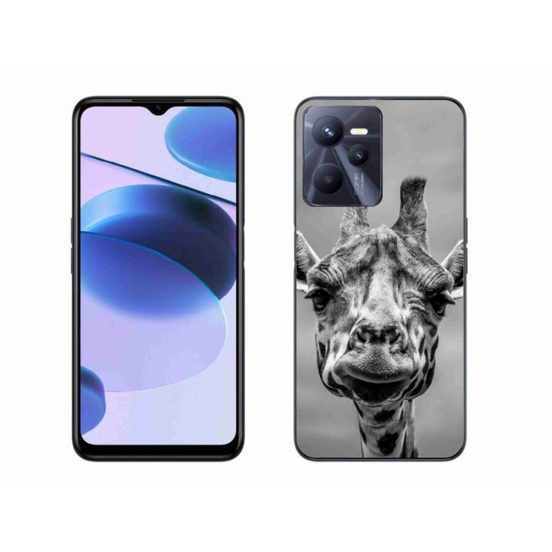 Gelový kryt mmCase na mobil Realme C35 - černobílá žirafa