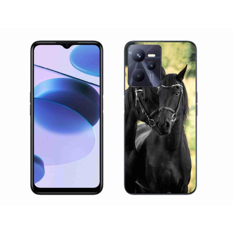 Gelový kryt mmCase na mobil Realme C35 - dva černí koně