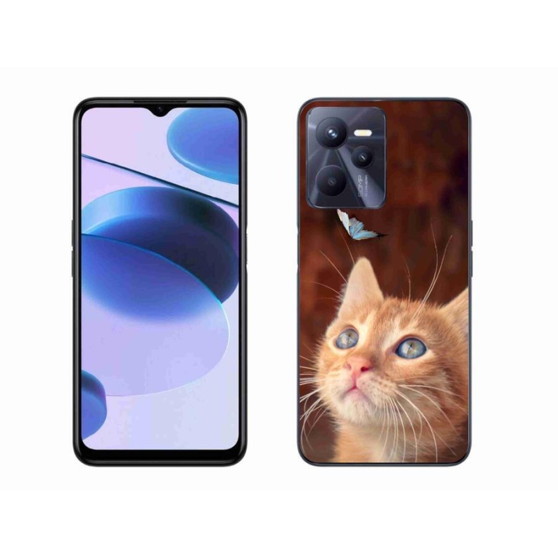 Gelový kryt mmCase na mobil Realme C35 - motýl a kotě