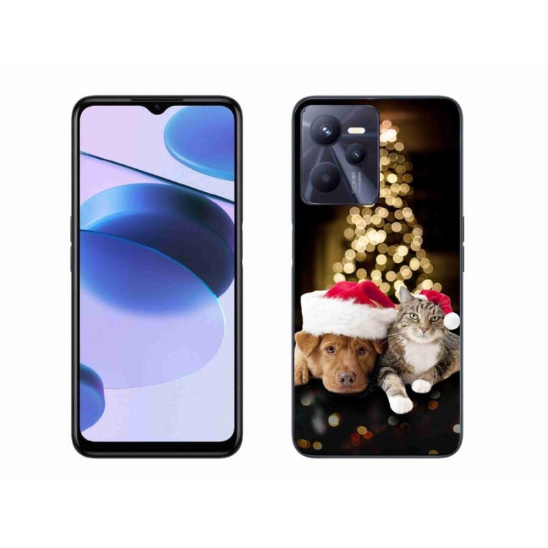 Gelový kryt mmCase na mobil Realme C35 - vánoční pes a kočka