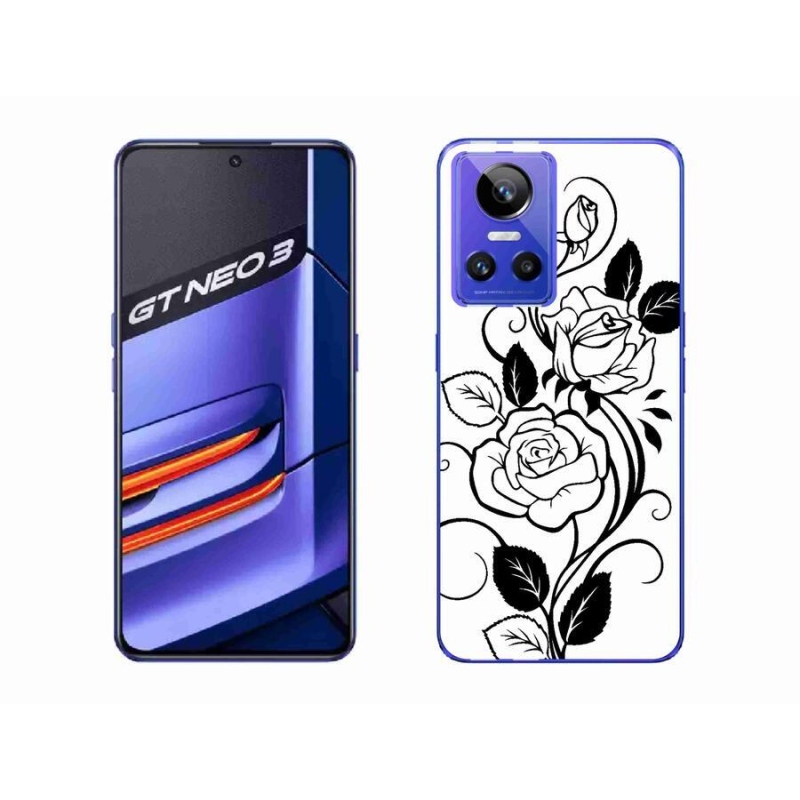 Gelový kryt mmCase na mobil Realme GT Neo 3 - černobílá růže
