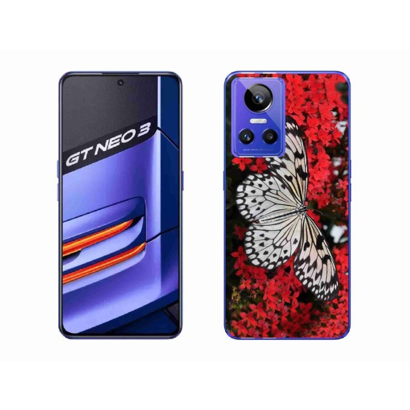 Gelový kryt mmCase na mobil Realme GT Neo 3 - černobílý motýl 1