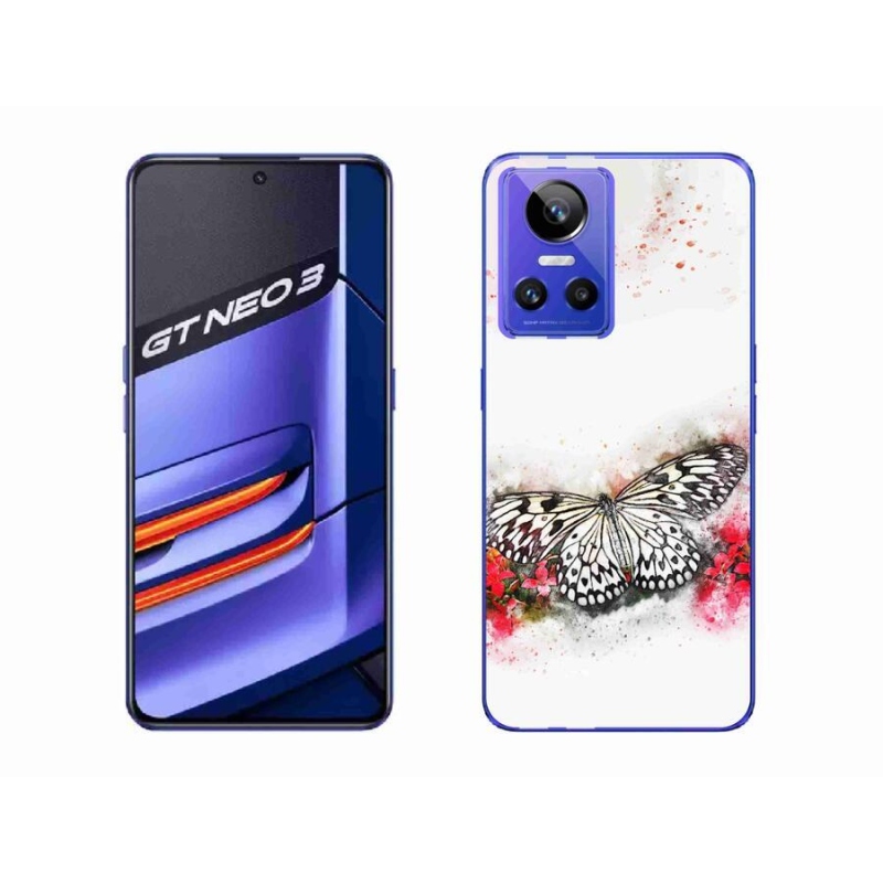 Gelový kryt mmCase na mobil Realme GT Neo 3 - černobílý motýl