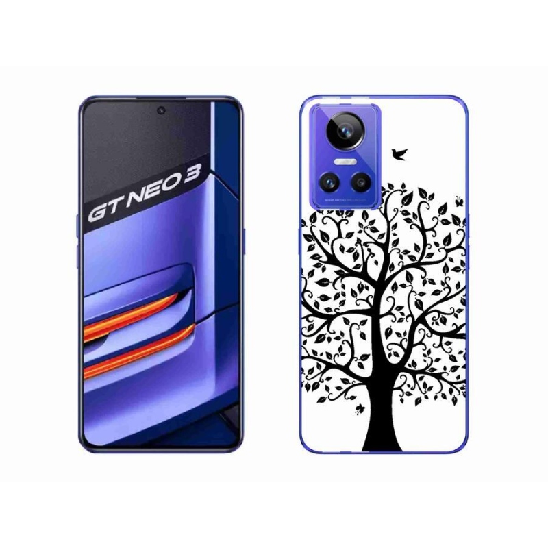 Gelový kryt mmCase na mobil Realme GT Neo 3 - černobílý strom