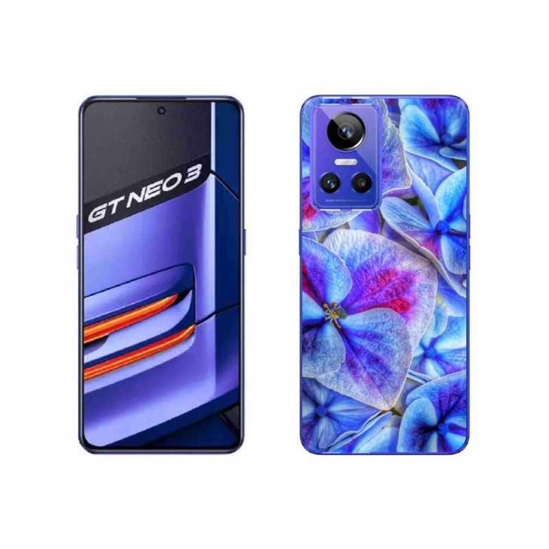 Gelový kryt mmCase na mobil Realme GT Neo 3 - modré květy 1
