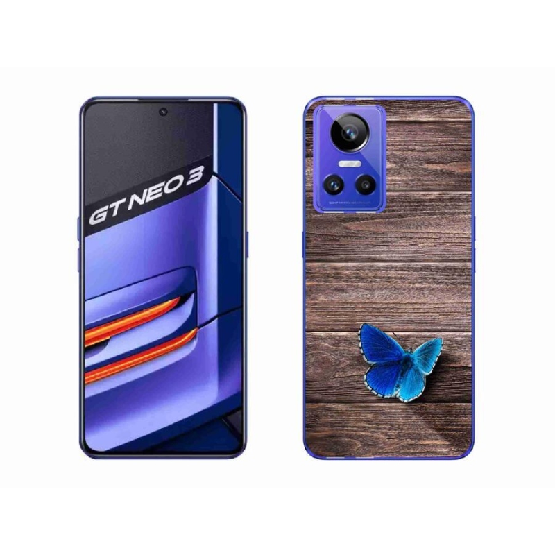 Gelový kryt mmCase na mobil Realme GT Neo 3 - modrý motýl 1