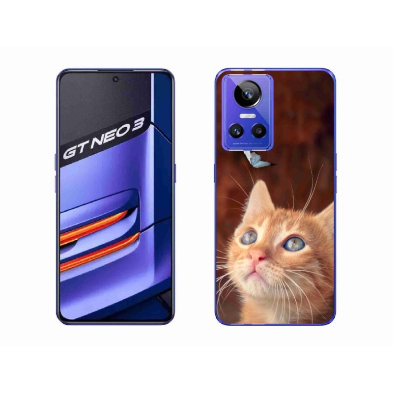 Gelový kryt mmCase na mobil Realme GT Neo 3 - motýl a kotě