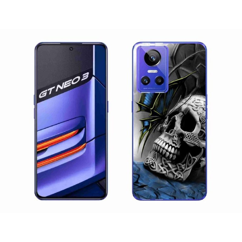 Gelový kryt mmCase na mobil Realme GT Neo 3 - motýl a lebka