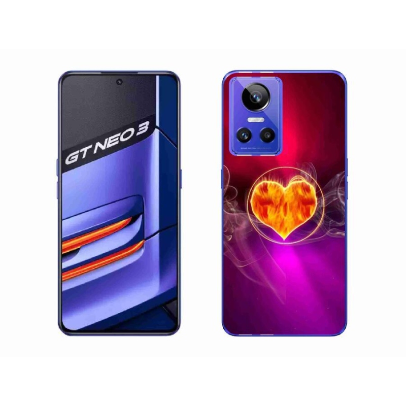 Gelový kryt mmCase na mobil Realme GT Neo 3 - ohnivé srdce