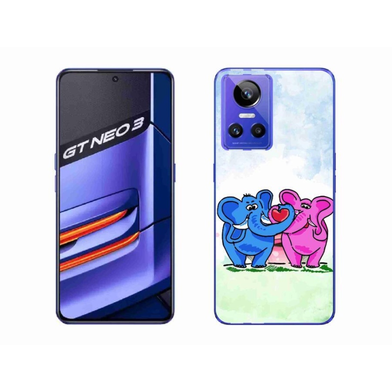 Gelový kryt mmCase na mobil Realme GT Neo 3 - zamilovaní sloni