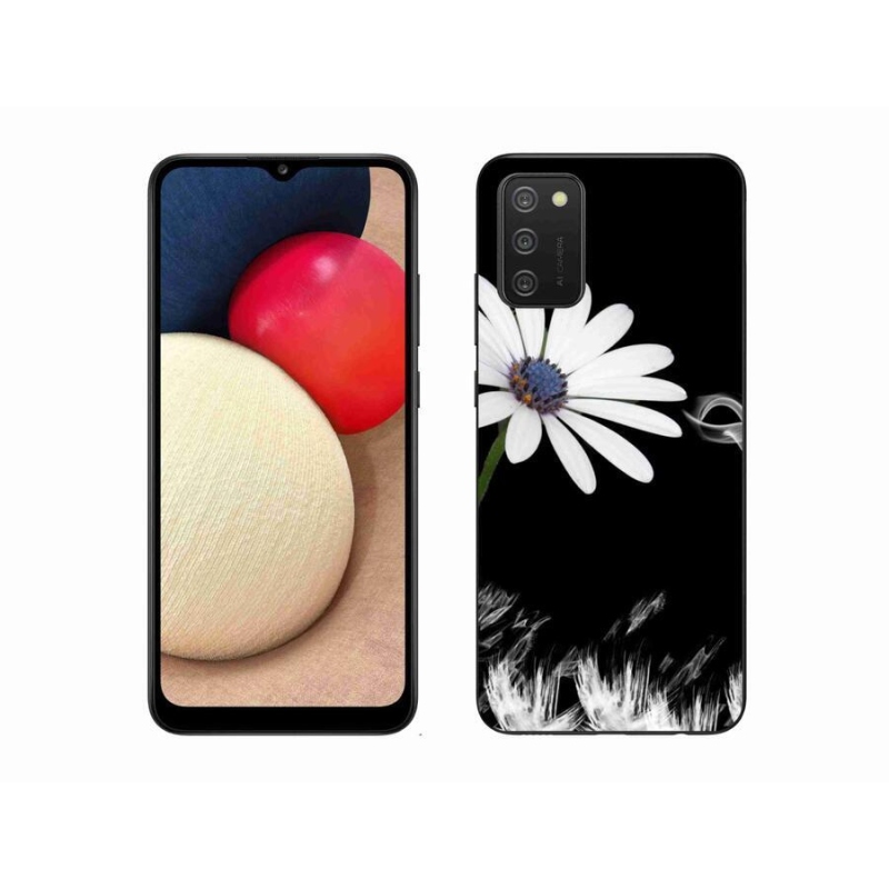 Gelový kryt mmCase na mobil Samsung Galaxy A02s (164.2x75.9x9.1mm) - bílá květina