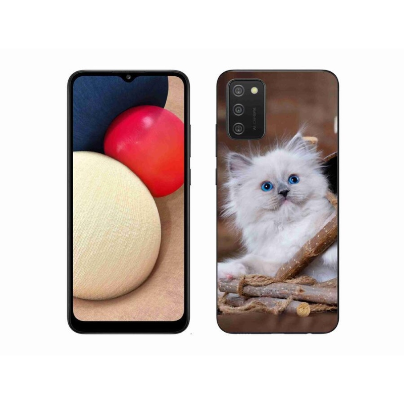 Gelový kryt mmCase na mobil Samsung Galaxy A02s (164.2x75.9x9.1mm) - bílé kotě