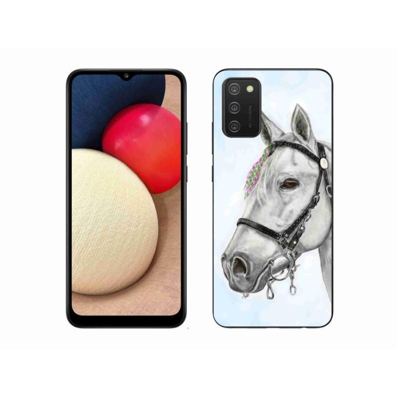 Gelový kryt mmCase na mobil Samsung Galaxy A02s (164.2x75.9x9.1mm) - bílý kůň 1