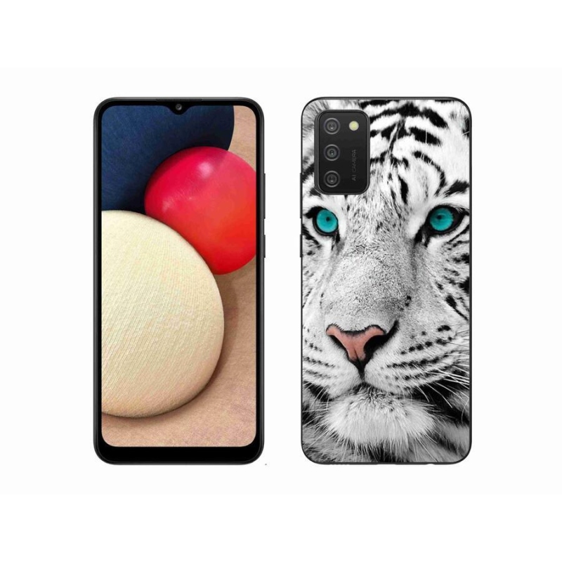 Gelový kryt mmCase na mobil Samsung Galaxy A02s (164.2x75.9x9.1mm) - bílý tygr