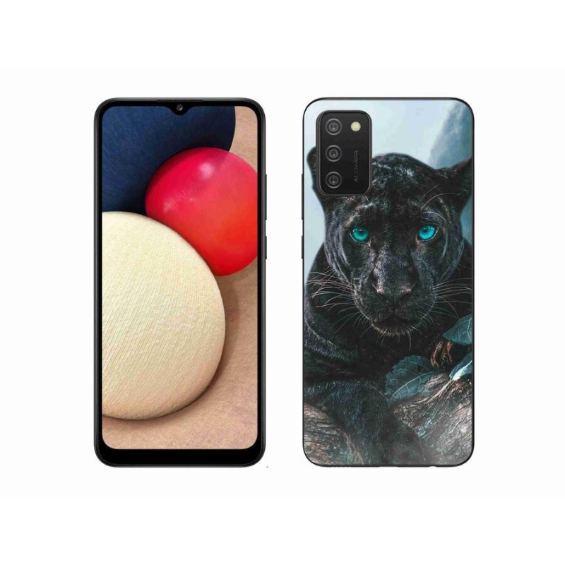 Gelový kryt mmCase na mobil Samsung Galaxy A02s (164.2x75.9x9.1mm) - černý panter