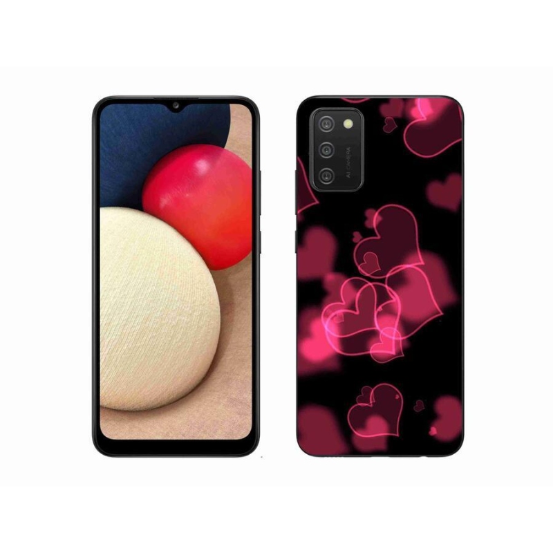 Gelový kryt mmCase na mobil Samsung Galaxy A02s (164.2x75.9x9.1mm) - červená srdíčka