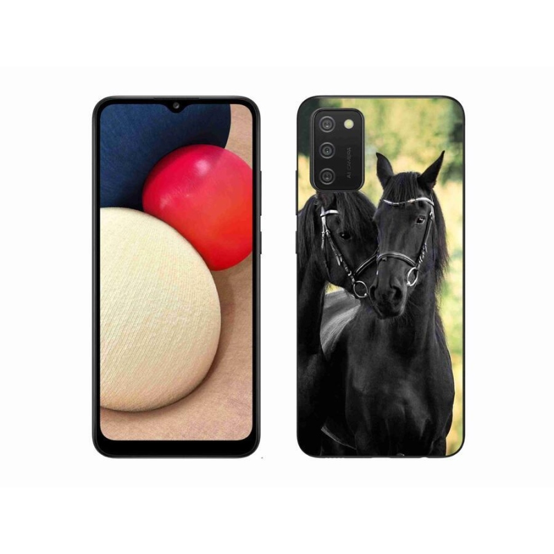Gelový kryt mmCase na mobil Samsung Galaxy A02s (164.2x75.9x9.1mm) - dva černí koně