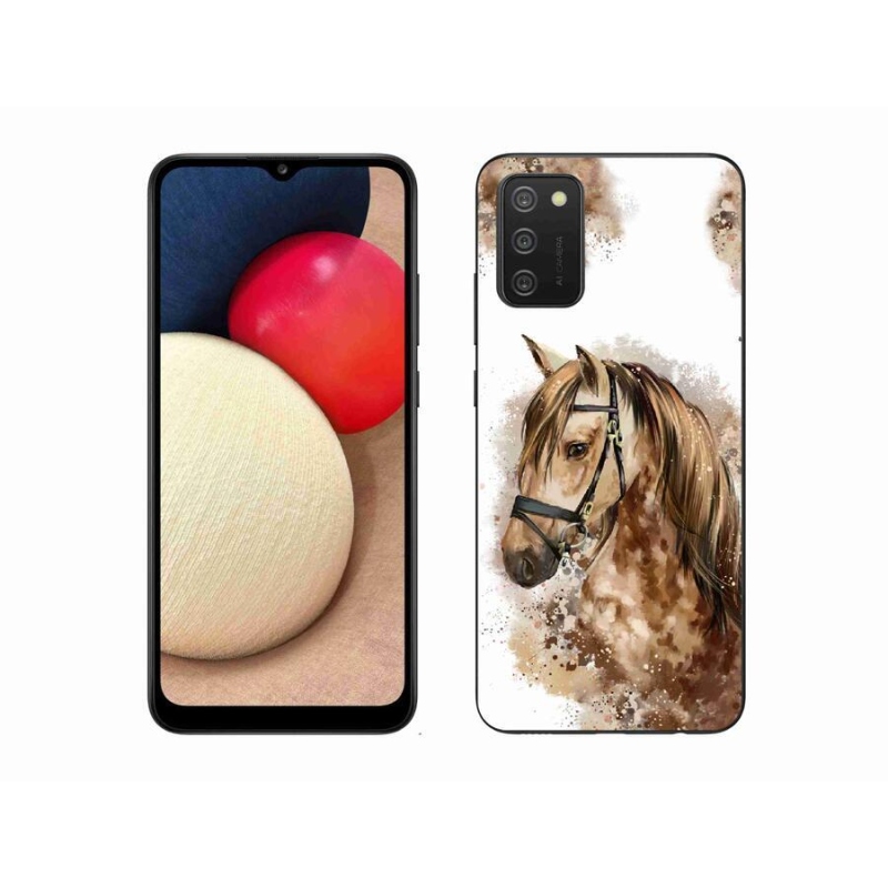 Gelový kryt mmCase na mobil Samsung Galaxy A02s (164.2x75.9x9.1mm) - hnědý kreslený kůň