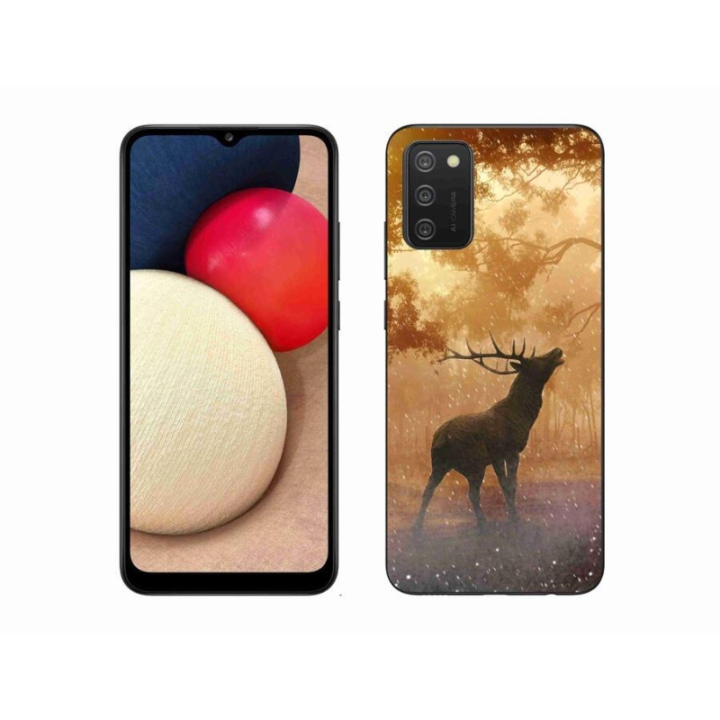 Gelový kryt mmCase na mobil Samsung Galaxy A02s (164.2x75.9x9.1mm) - jelen v říji