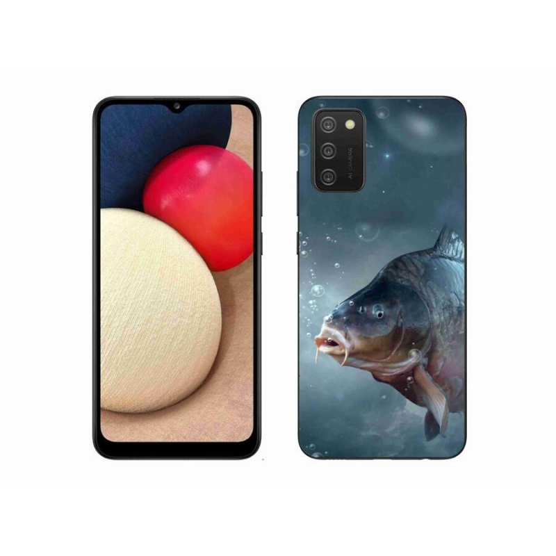 Gelový kryt mmCase na mobil Samsung Galaxy A02s (164.2x75.9x9.1mm) - kapr a bublinky