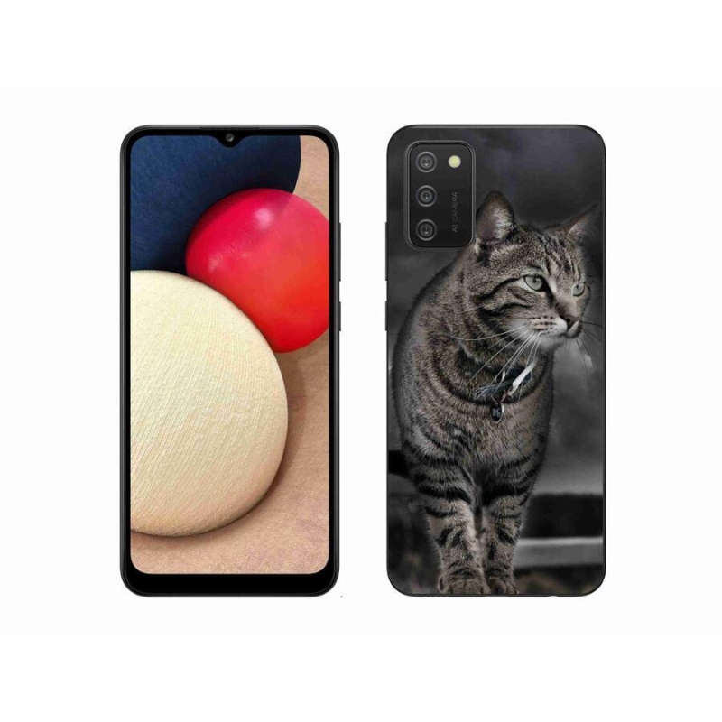 Gelový kryt mmCase na mobil Samsung Galaxy A02s (164.2x75.9x9.1mm) - kočka