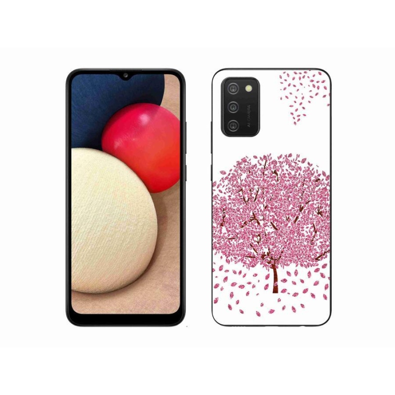 Gelový kryt mmCase na mobil Samsung Galaxy A02s (164.2x75.9x9.1mm) - kreslený strom s listy
