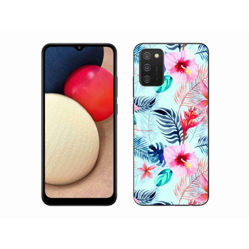 Gelový kryt mmCase na mobil Samsung Galaxy A02s (164.2x75.9x9.1mm) - květiny