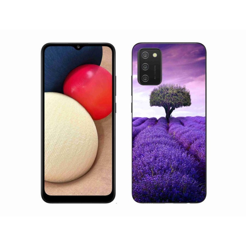 Gelový kryt mmCase na mobil Samsung Galaxy A02s (164.2x75.9x9.1mm) - levandulová louka