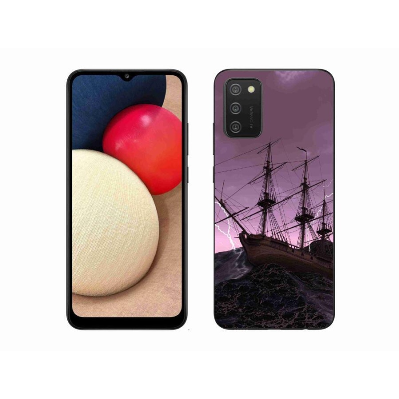 Gelový kryt mmCase na mobil Samsung Galaxy A02s (164.2x75.9x9.1mm) - loď v bouři