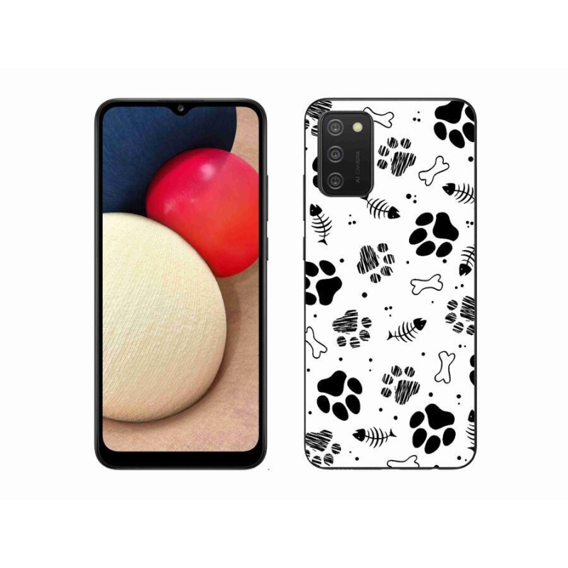 Gelový kryt mmCase na mobil Samsung Galaxy A02s (164.2x75.9x9.1mm) - psí tlapky 1