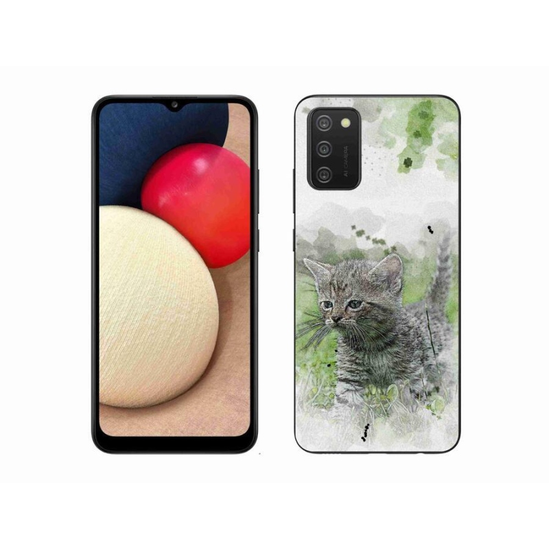Gelový kryt mmCase na mobil Samsung Galaxy A02s (164.2x75.9x9.1mm) - roztomilé kotě 1