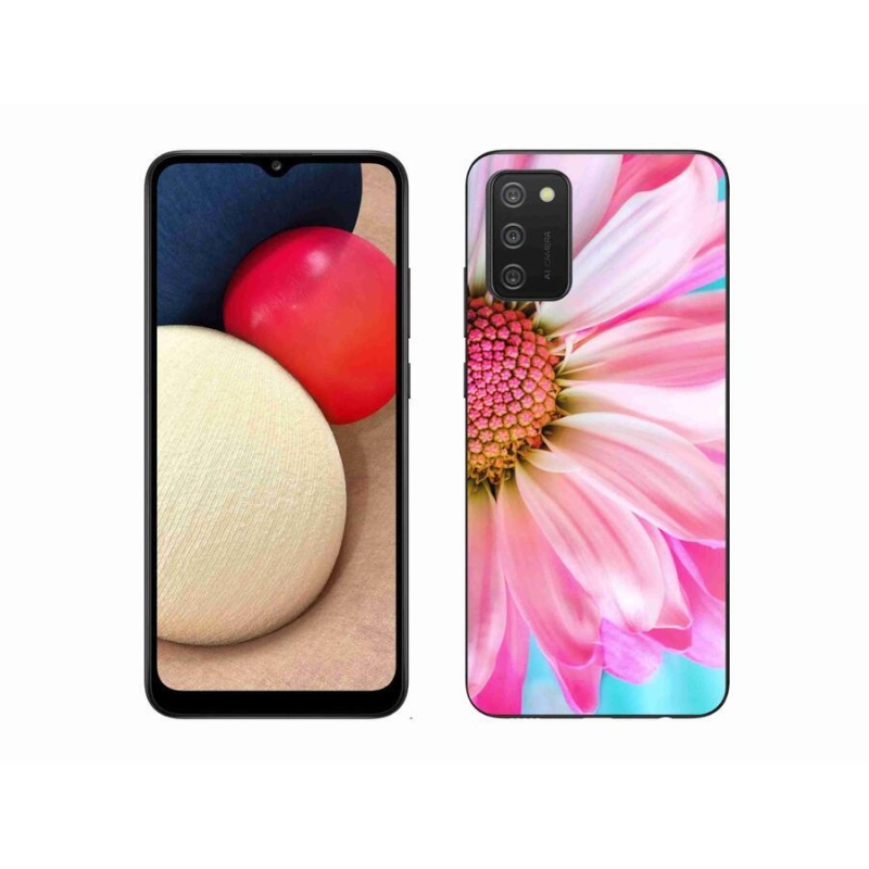 Gelový kryt mmCase na mobil Samsung Galaxy A02s (164.2x75.9x9.1mm) - růžová květina