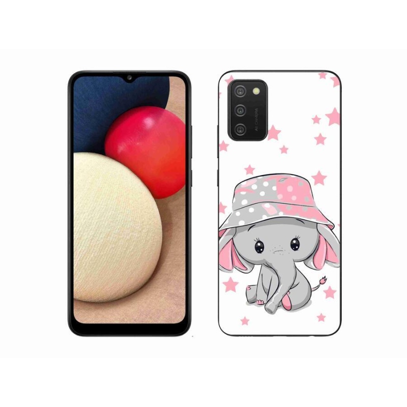 Gelový kryt mmCase na mobil Samsung Galaxy A02s (164.2x75.9x9.1mm) - růžový slon