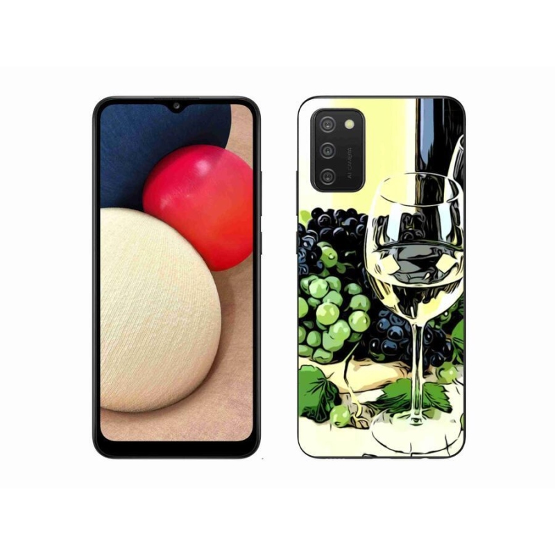 Gelový kryt mmCase na mobil Samsung Galaxy A02s (164.2x75.9x9.1mm) - sklenka vína