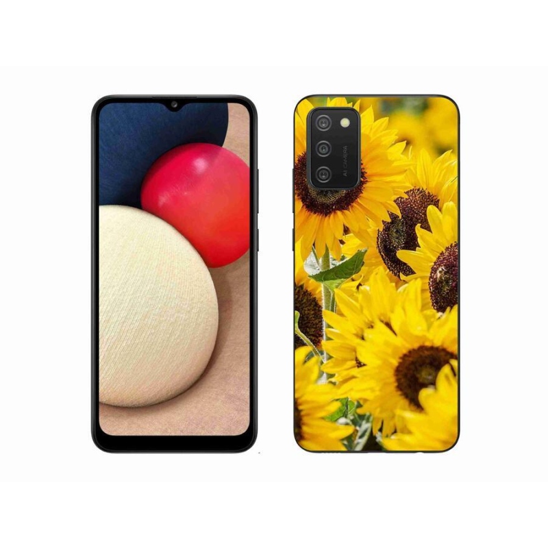 Gelový kryt mmCase na mobil Samsung Galaxy A02s (164.2x75.9x9.1mm) - slunečnice