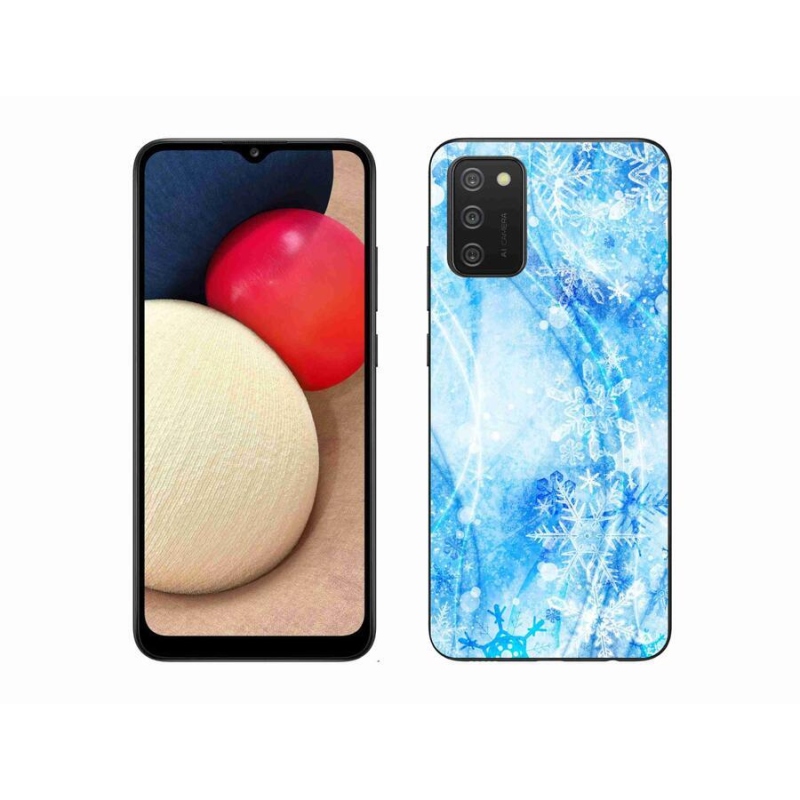 Gelový kryt mmCase na mobil Samsung Galaxy A02s (164.2x75.9x9.1mm) - sněhové vločky