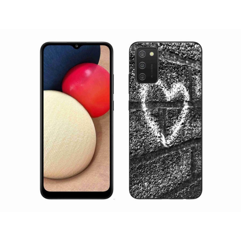 Gelový kryt mmCase na mobil Samsung Galaxy A02s (164.2x75.9x9.1mm) - srdce na zdi